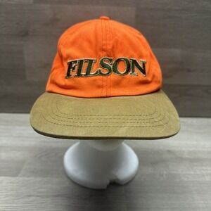 VINTAGE Filson Mens Hats OSFA Orange Adjustable Strapback Hunting Cap USA Made
